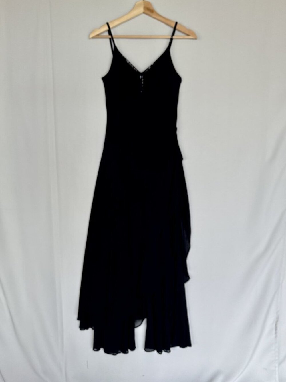 Orna Farho‎ Paris Black Sequin Strap Sheer Dress Overlay Wide Leg Jumpsuit Small